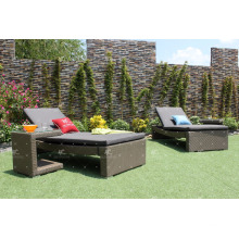 Moderne Poly Rattan Sonnenbank und Sonnenliege für Strand und Resort Outdoor Möbel